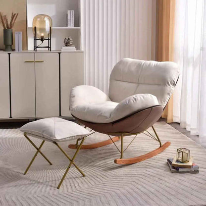 Modern Nordic Snail Rocking Chair - Luxury Chaise Lounge for Living Room and Balcony White