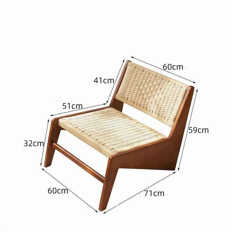 Nordic Rattan Leisure Chair walnut dimension