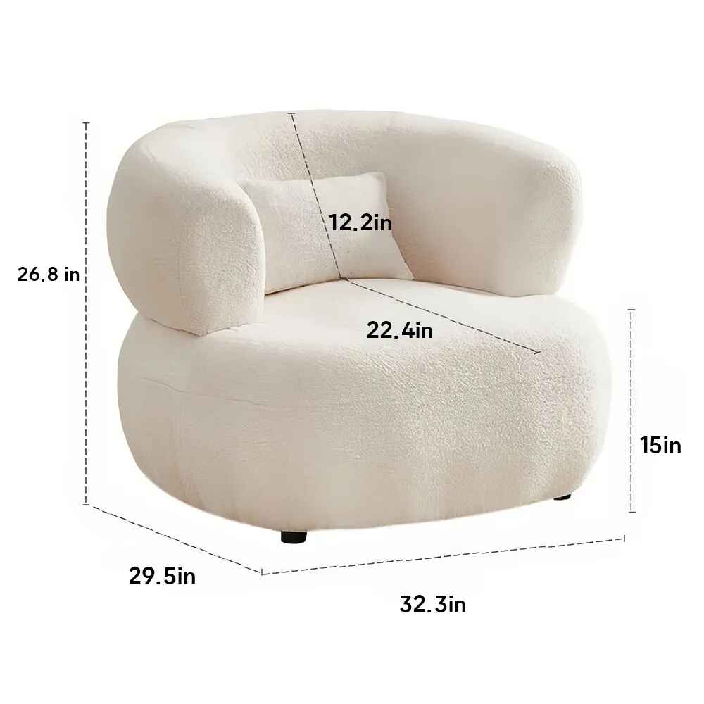 Luxury Velvet U-Shaped Single Sofa Chair for Modern Living Spaces dimension