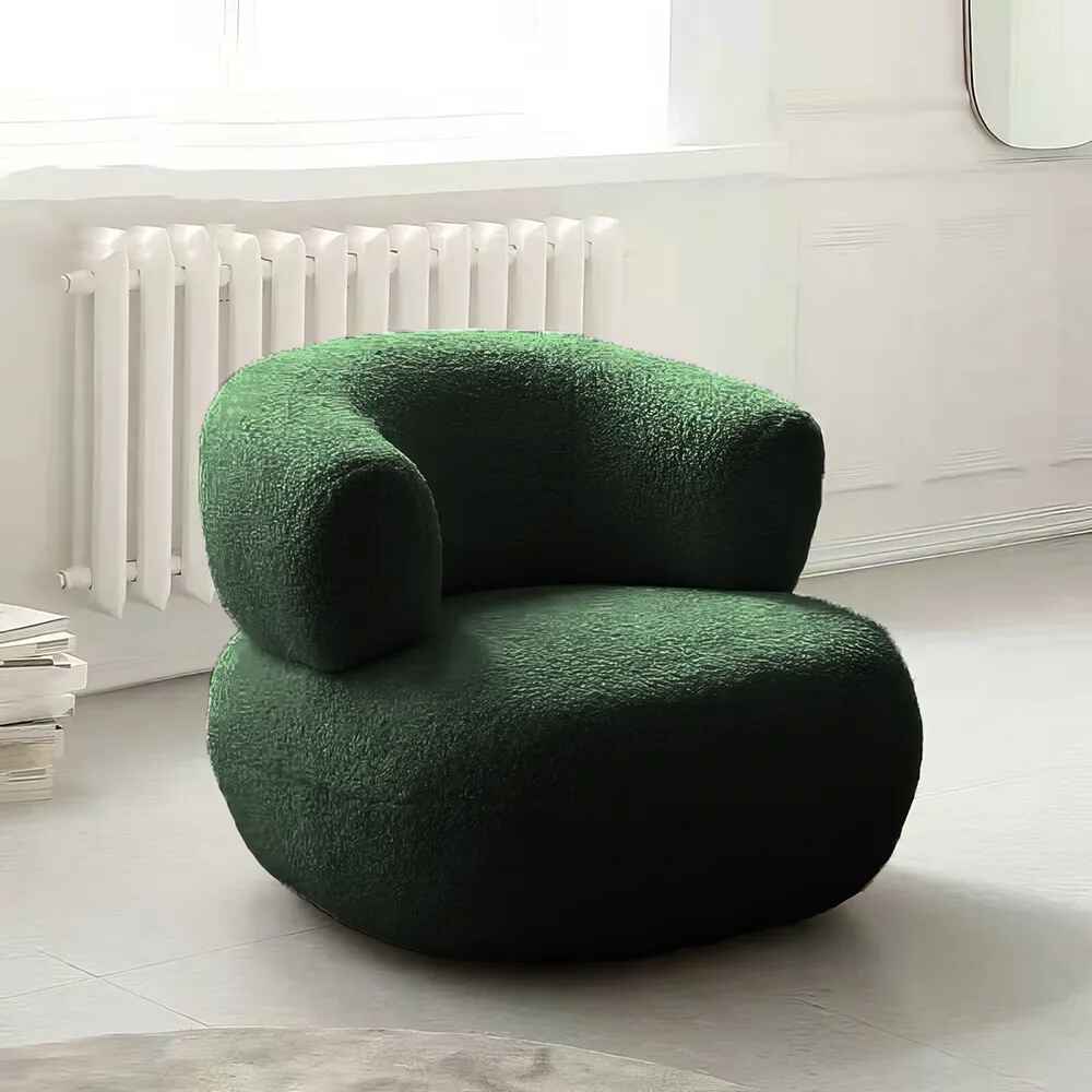 Luxury Velvet U-Shaped Single Sofa Chair for Modern Living Spaces green