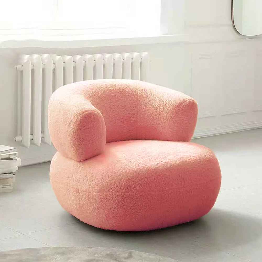 Luxury Velvet U-Shaped Single Sofa Chair for Modern Living Spaces pink