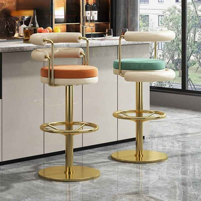 Modern Minimalist Stainless Steel Bar Stool with Handrails - Rotatable, High Bench Design in the bar counter