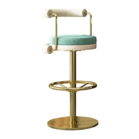 Modern Minimalist Stainless Steel Bar Stool with Handrails - Rotatable, High Bench Design green