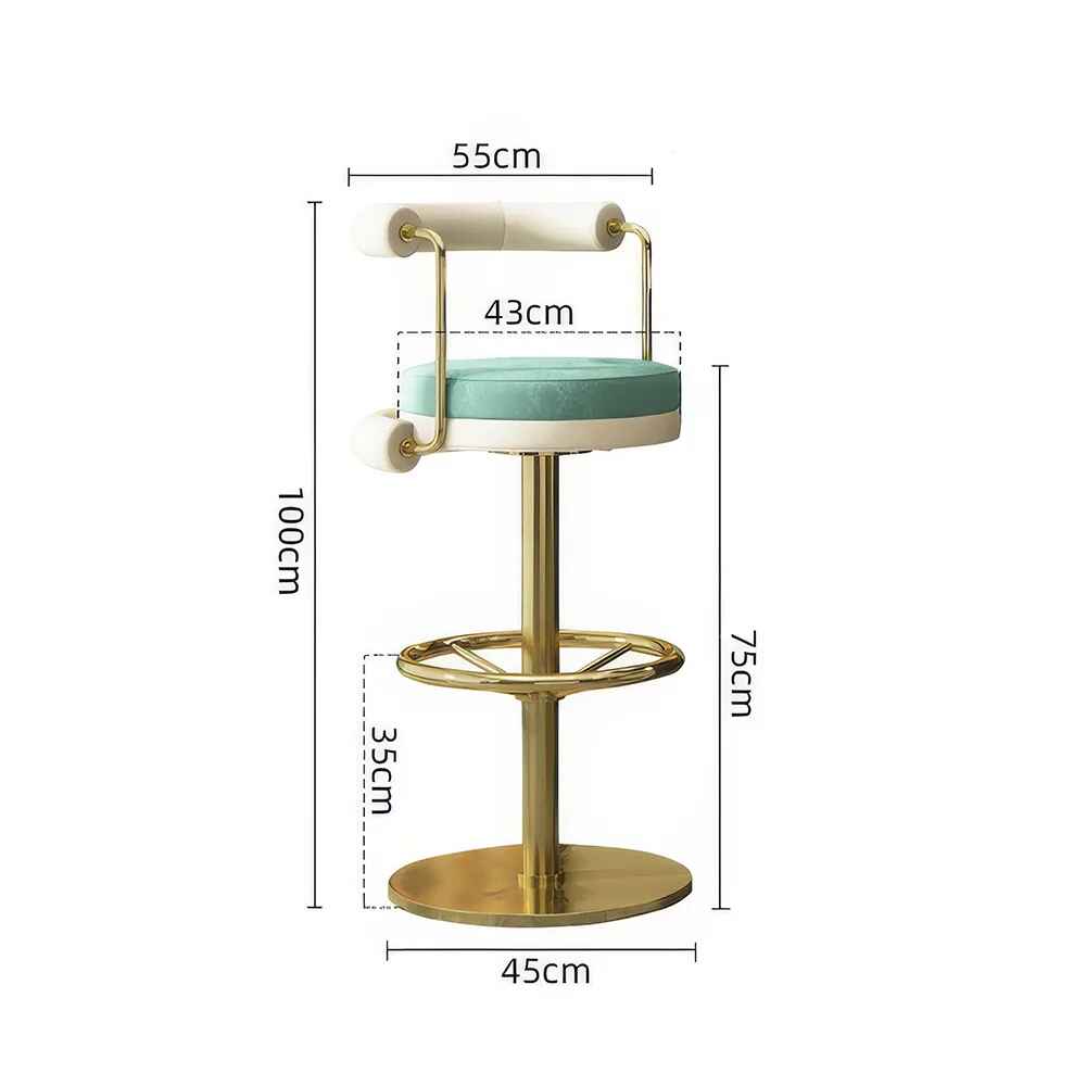 Modern Minimalist Stainless Steel Bar Stool with Handrails - Rotatable, High Bench Design green 75cm/29.5 in