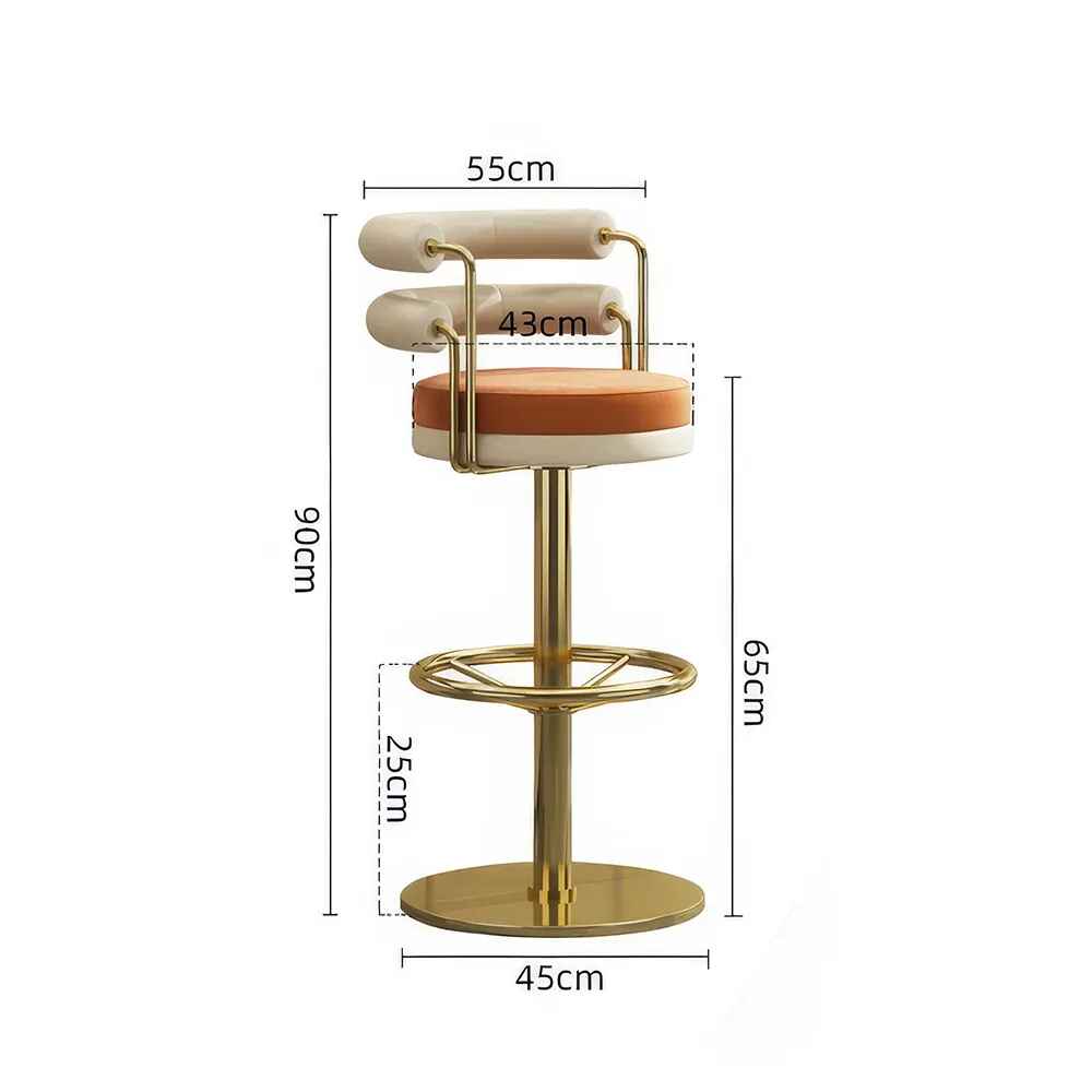 Modern Minimalist Stainless Steel Bar Stool with Handrails - Rotatable, High Bench Design green 65cm/25.6 in