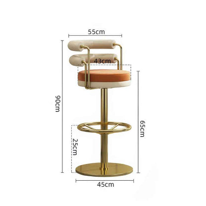 Modern Minimalist Stainless Steel Bar Stool with Handrails - Rotatable, High Bench Design green 65cm/25.6 in