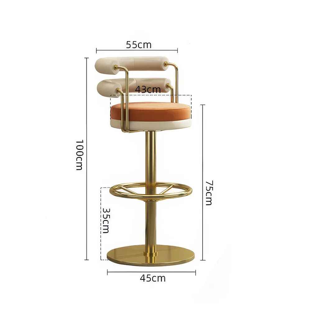 Modern Minimalist Stainless Steel Bar Stool with Handrails - Rotatable, High Bench Design green 75cm/29.5 in