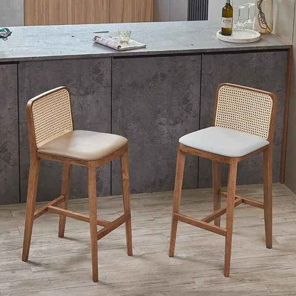 Elegant Ash Wood High Stool for Bars and Homes Beige