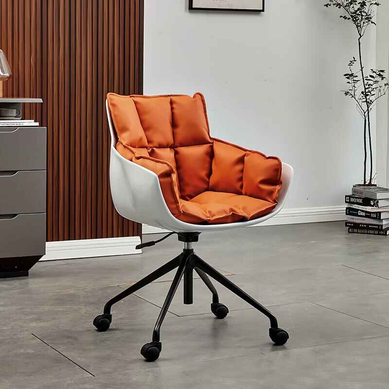 Italian Minimalist Muscle Chair - High-Profile Designer Leisure & Computer Chair Orange/white