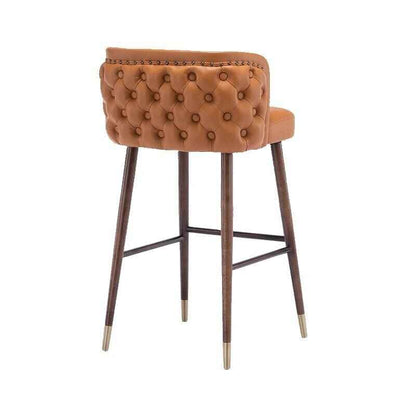 Modern Minimalist High-Back Wood Bar Stool orange