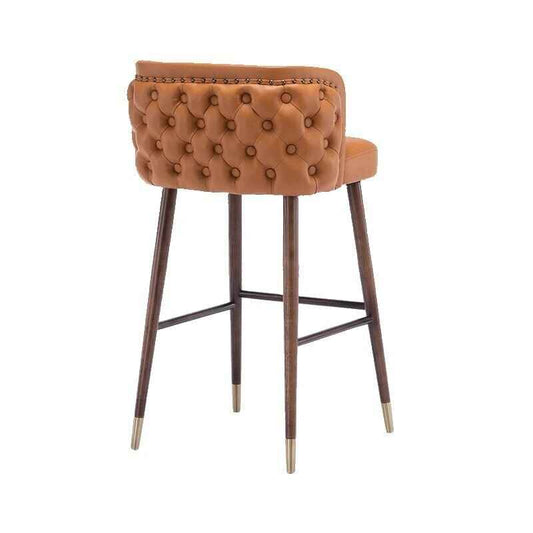 Modern Minimalist High-Back Wood Bar Stool orange