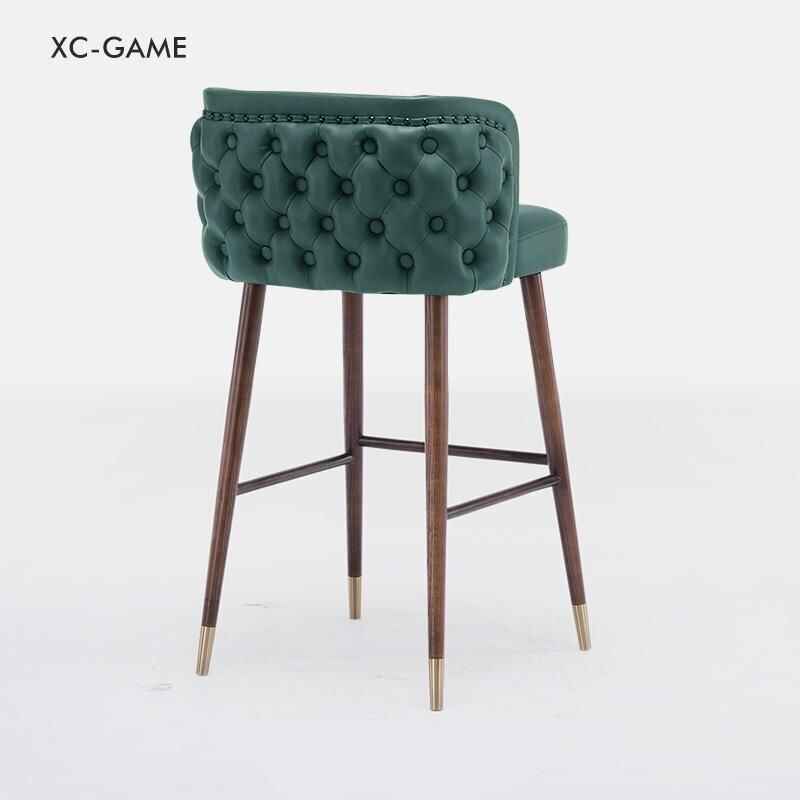 Modern Minimalist High-Back Wood Bar Stool green