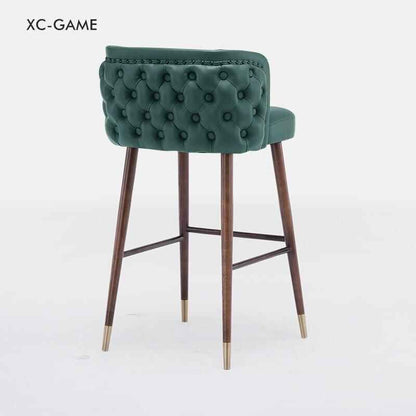 Modern Minimalist High-Back Wood Bar Stool green