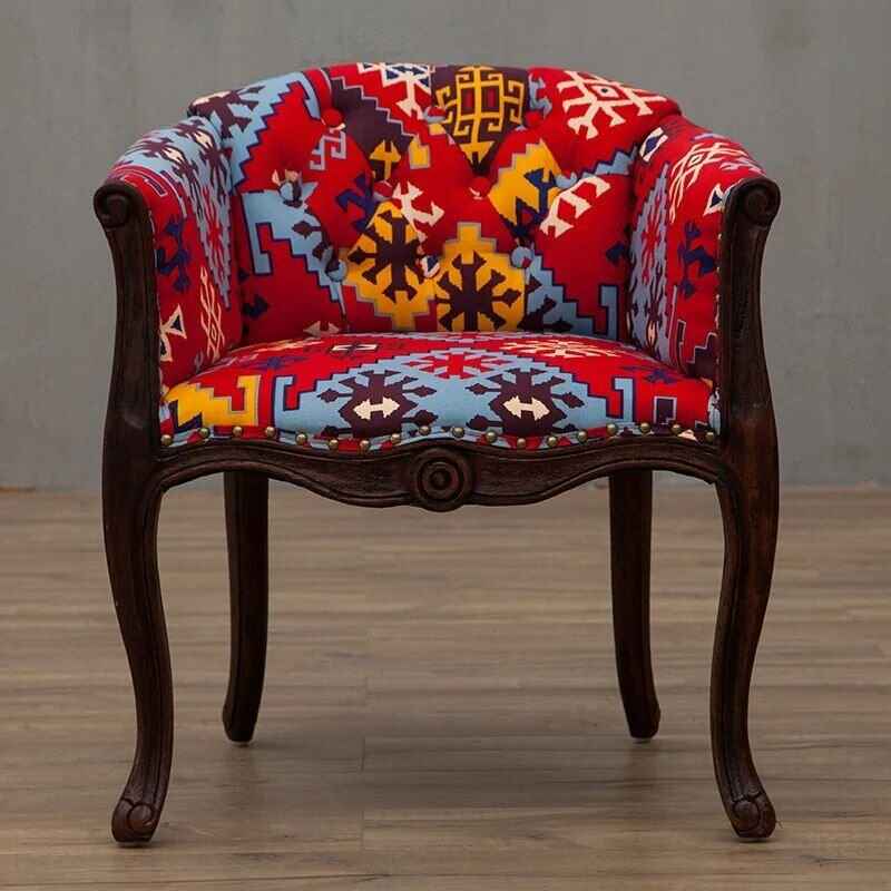 Solid Wood Antique-Inspired Leisure Chair with Handrails - Perfect for Dining & Study Red dark wood