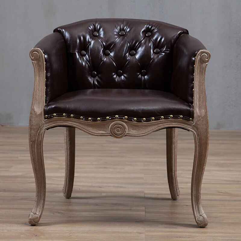 Solid Wood Antique-Inspired Leisure Chair with Handrails - Perfect for Dining & Study Brown