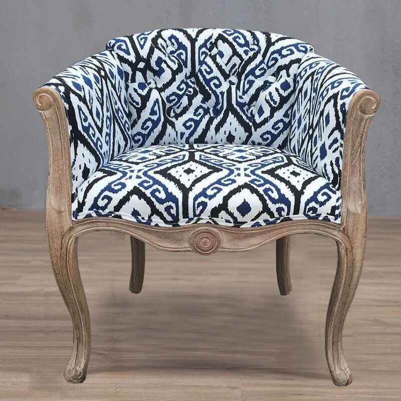 Solid Wood Antique-Inspired Leisure Chair with Handrails - Perfect for Dining & Study Dark blue