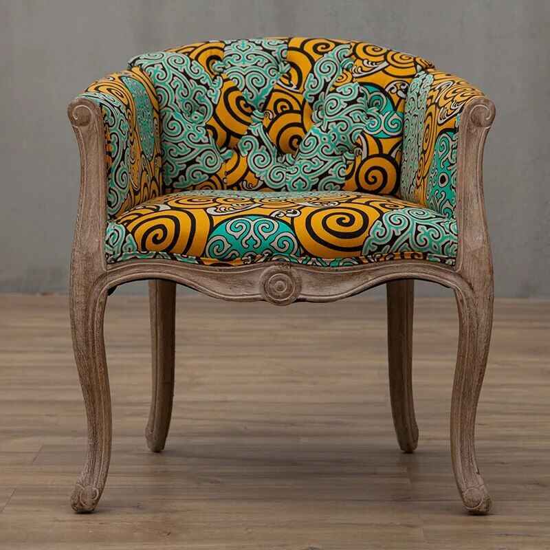 Solid Wood Antique-Inspired Leisure Chair with Handrails - Perfect for Dining & Study Yellow