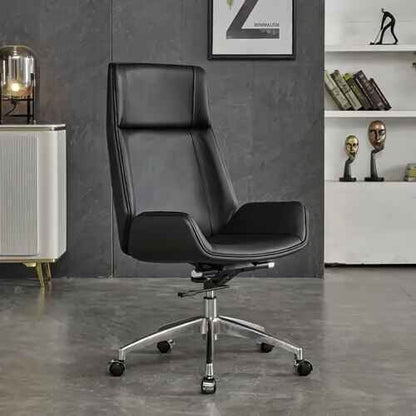 Deluxe Swivel Leather Executive Office Chair: Ergonomic, Modern, and Luxurious black