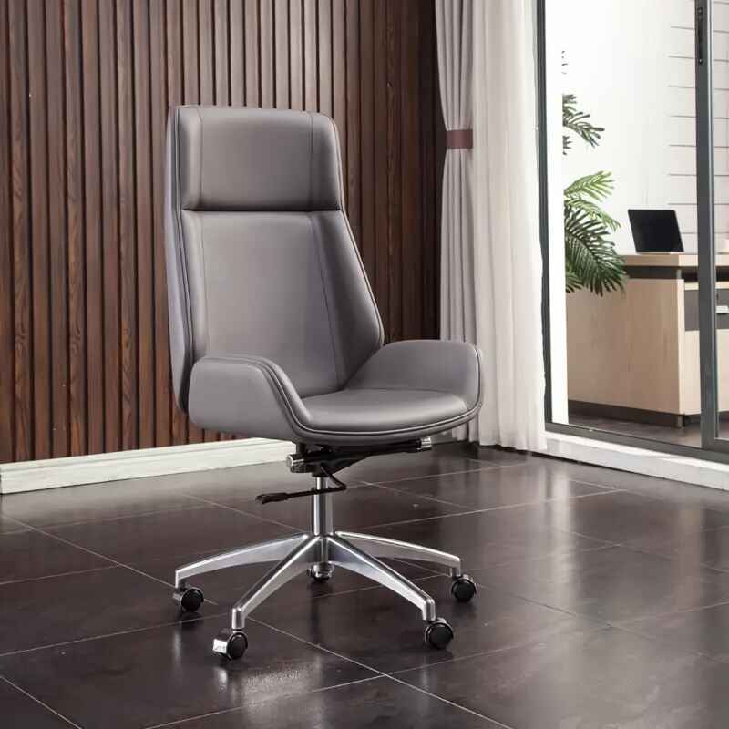 Deluxe Swivel Leather Executive Office Chair: Ergonomic, Modern, and Luxurious gray