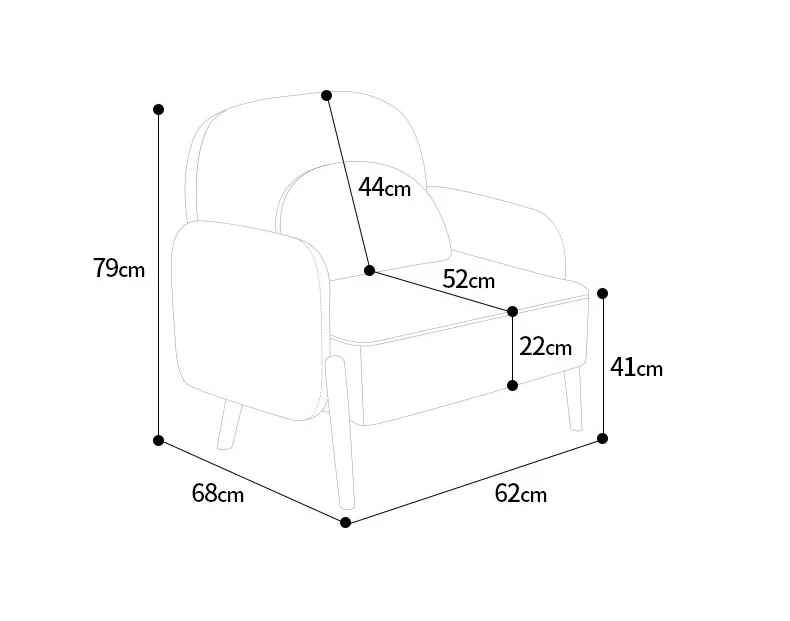 Lambswool Nordic Armchair - Cozy Minimalist Modern Single Sofa dimension