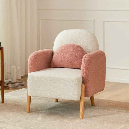 Lambswool Nordic Armchair - Cozy Minimalist Modern Single Sofa white/pink