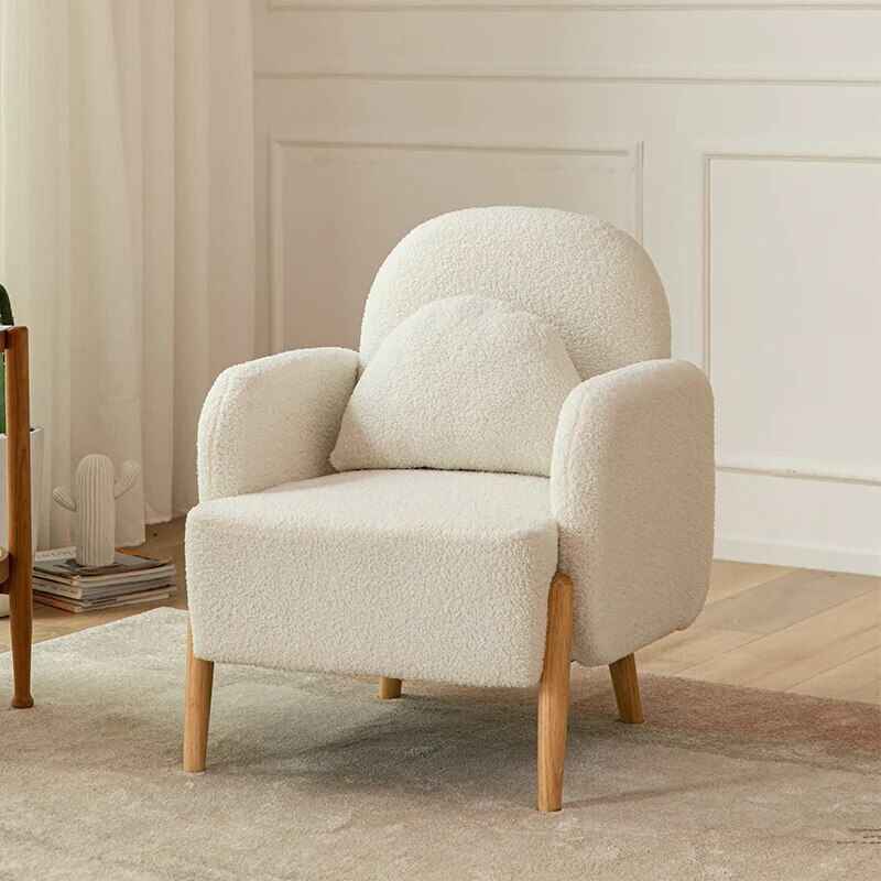 Lambswool Nordic Armchair - Cozy Minimalist Modern Single Sofa white/beige