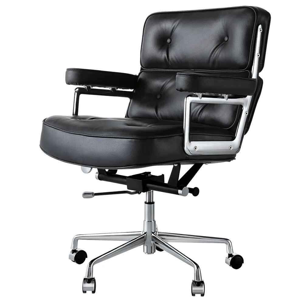 Luxurious Genuine Leather Swivel Office Chair - Ergonomic, Adjustable, with Rollers black