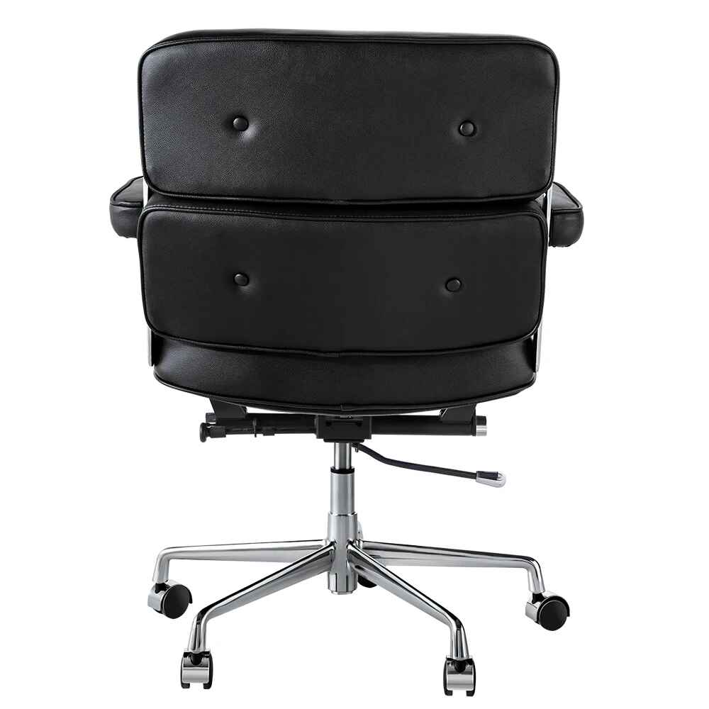 Luxurious Genuine Leather Swivel Office Chair - Ergonomic, Adjustable, with Rollers back view