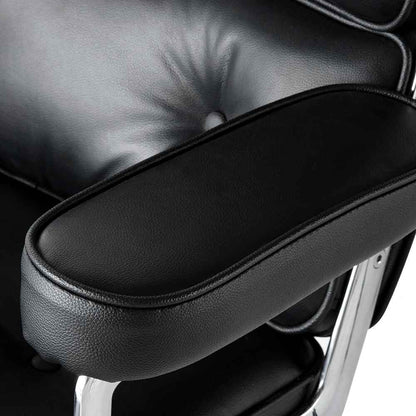 Luxurious Genuine Leather Swivel Office Chair - Ergonomic, Adjustable, with Rollers arm rest