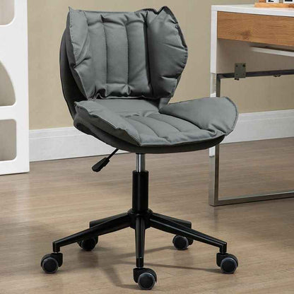 Luxury Ergonomic Swivel Office Chair: Designer Leather, Stainless Steel, and Mobile gray