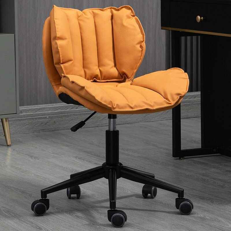 Elegant Nordic-Inspired Solid Wood & Steel Swivel Office Chair orange