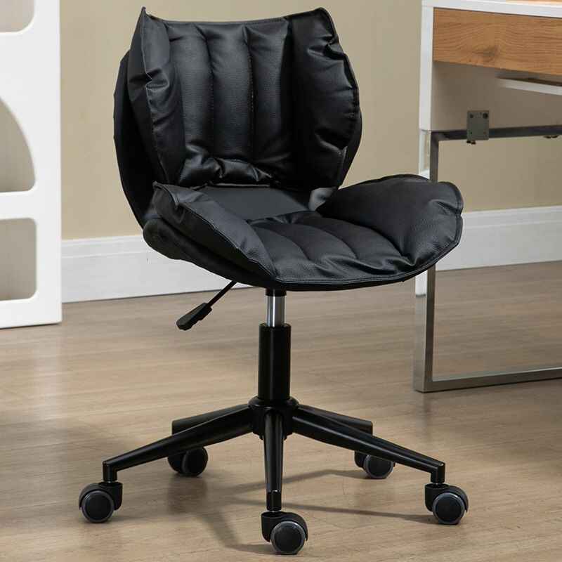 Luxury Ergonomic Swivel Office Chair: Designer Leather, Stainless Steel, and Mobile black