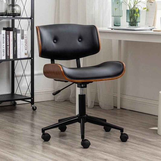 Elegant Nordic-Inspired Solid Wood & Steel Swivel Office Chair black