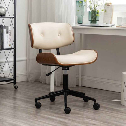 Elegant Nordic-Inspired Solid Wood & Steel Swivel Office Chair white