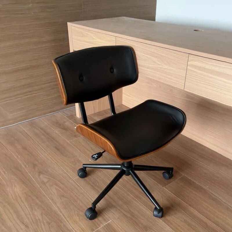 Elegant Nordic-Inspired Solid Wood & Steel Swivel Office Chair upper view