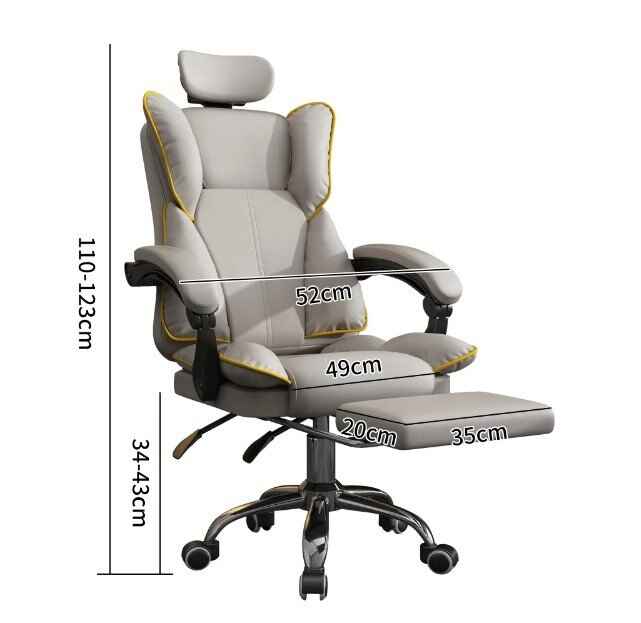 Ergonomic PU Leather Gaming Chair with Adjustable Headrest, Lumbar Support & Footrest dimension