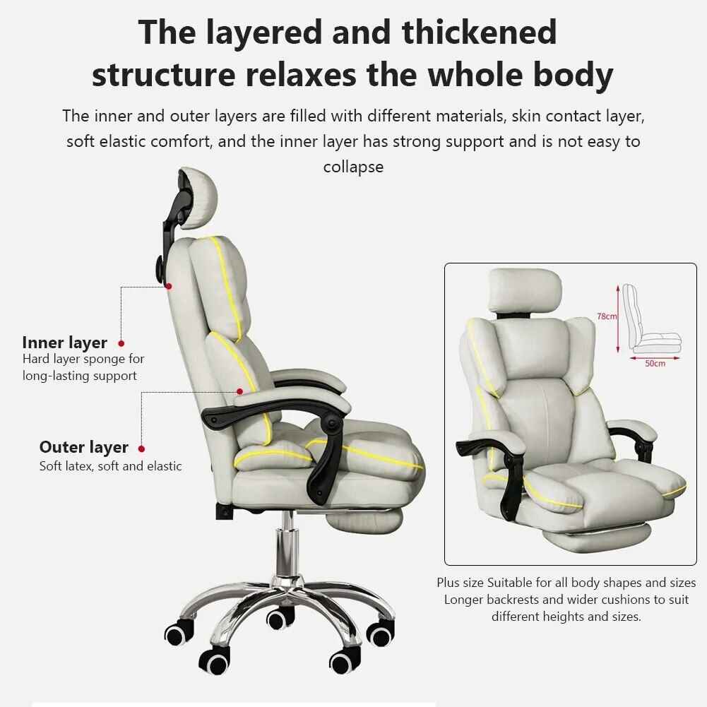 Ergonomic PU Leather Gaming Chair with Adjustable Headrest, Lumbar Support & Footrest parts