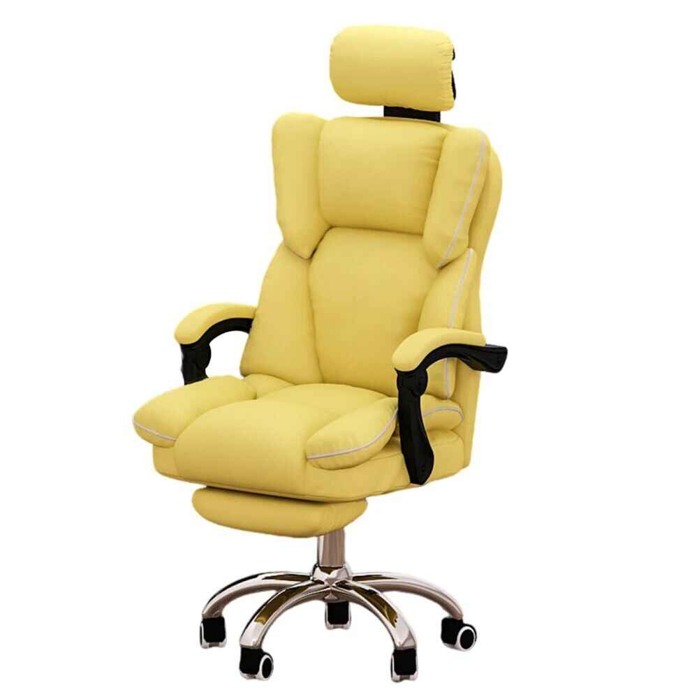 Ergonomic PU Leather Gaming Chair with Adjustable Headrest, Lumbar Support & Footrest yellow