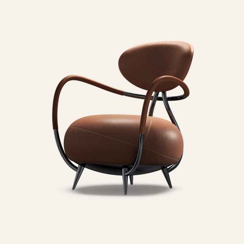 Luxury Tiger Chair: Italian Minimalist Leather Leisure Chair for Living Room and Villas left side view