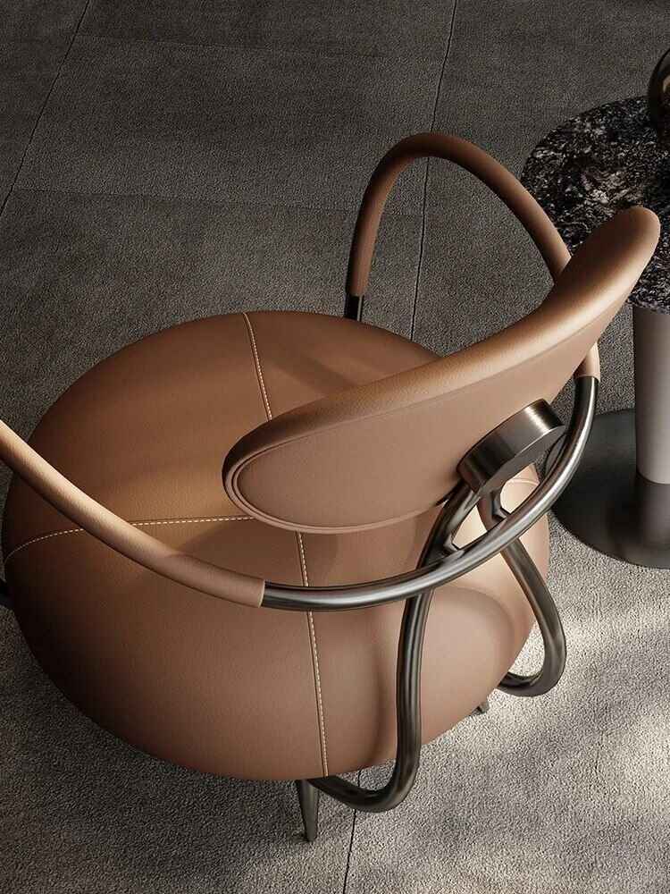 Luxury Tiger Chair: Italian Minimalist Leather Leisure Chair for Living Room and Villas upper view