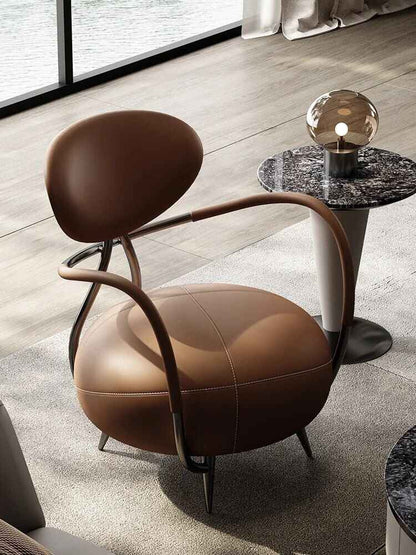 Luxury Tiger Chair: Italian Minimalist Leather Leisure Chair for Living Room and Villas side view