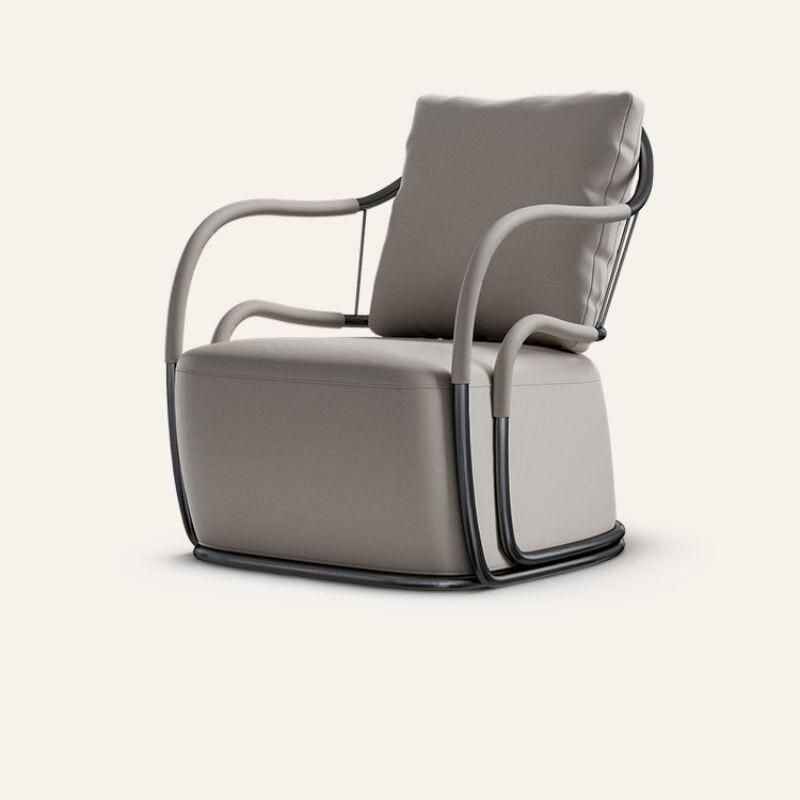 Italian High-End Leather Leisure Chair for Big Villas and Balconies white background