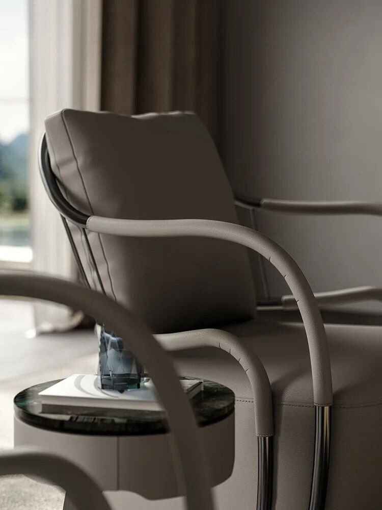 Italian High-End Leather Leisure Chair for Big Villas and Balconies right side view