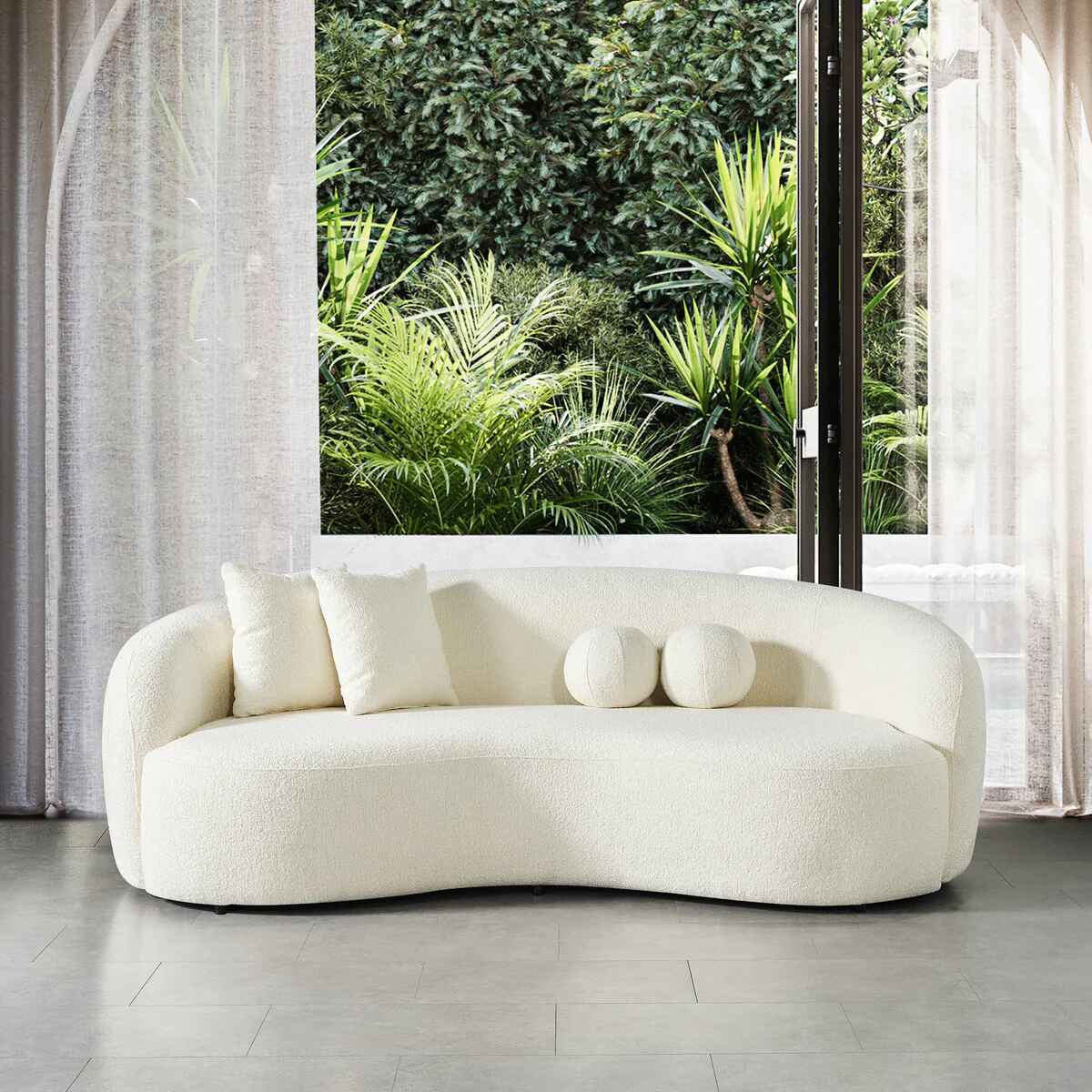 Modern Scandinavian-Style Velvet Sofa - Luxury Home Furniture with Free Shipping white