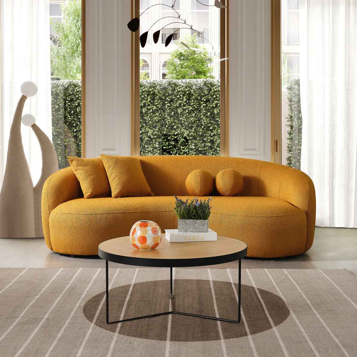 Modern Scandinavian-Style Velvet Sofa - Luxury Home Furniture with Free Shipping yello