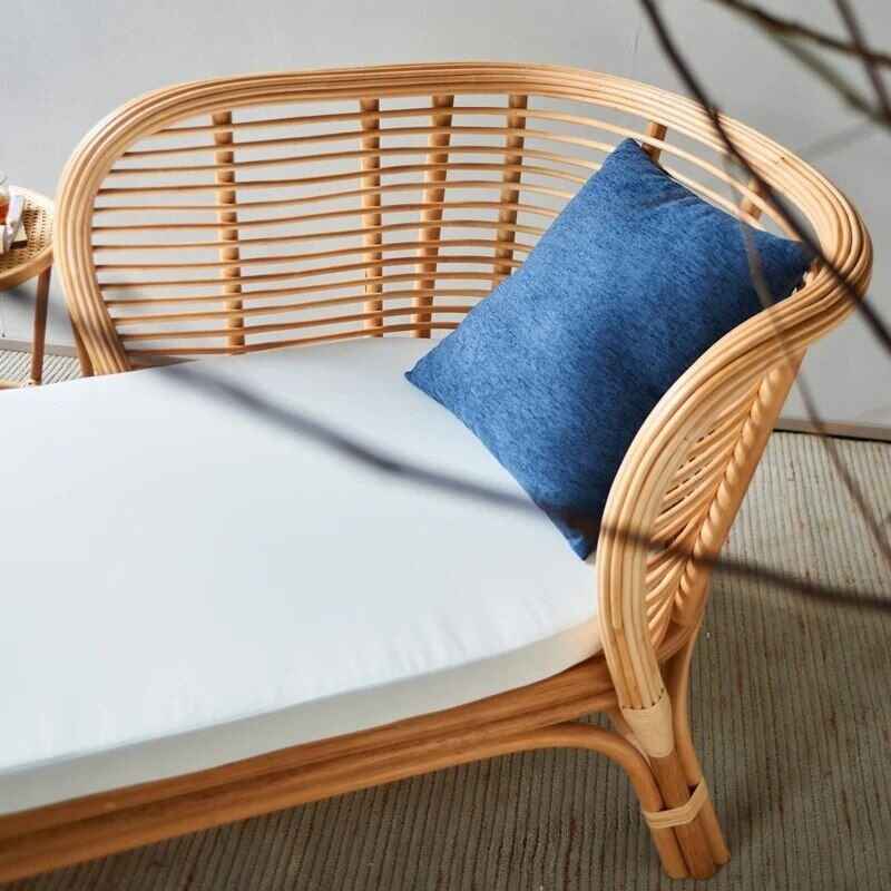 Minimalist Japanese Rattan Chaise Sofa Bed - Artistic Living Room Furniture close up