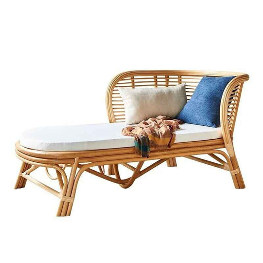 Minimalist Japanese Rattan Chaise Sofa Bed - Artistic Living Room Furniture white background