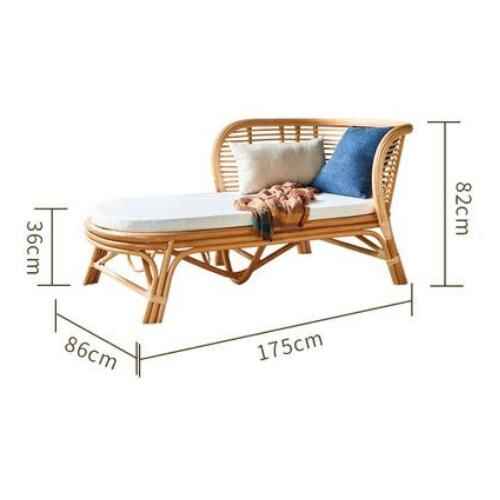 Minimalist Japanese Rattan Chaise Sofa Bed - Artistic Living Room Furniture dimension