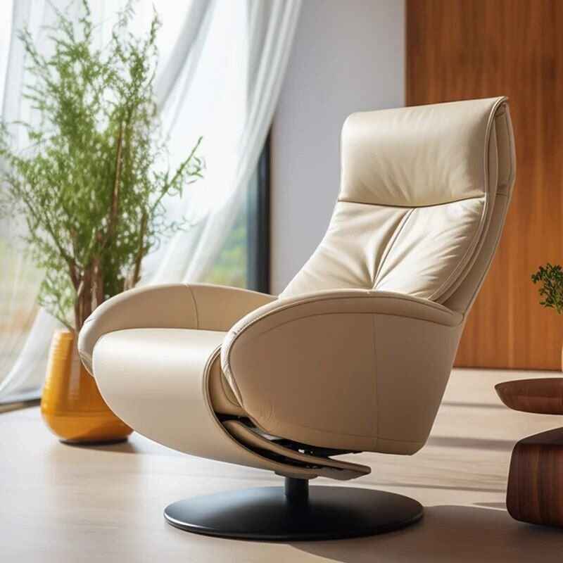 Luxury Minimalist Leather Single Sofa Chair - European Elegance for Modern Living Spaces elegant