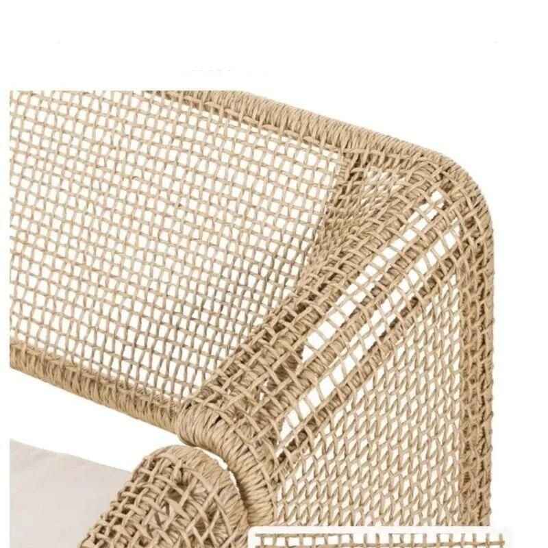 Modern Nordic Rattan Lounge Chair - Elegant Velvet Outdoor/Indoor Sofa Chair close up